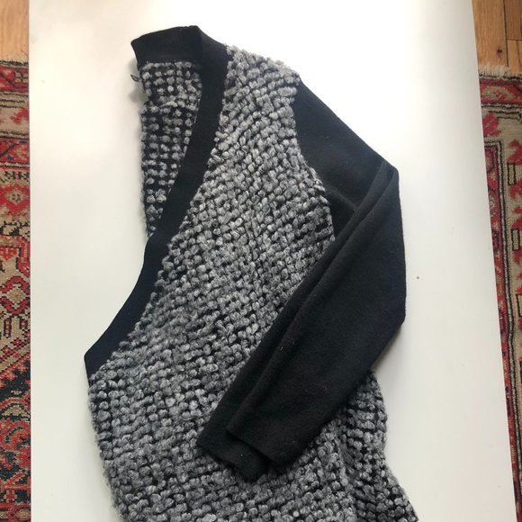 Club Monaco Grey/Black Fuzzy Wool Sweater - Picture 1 of 4